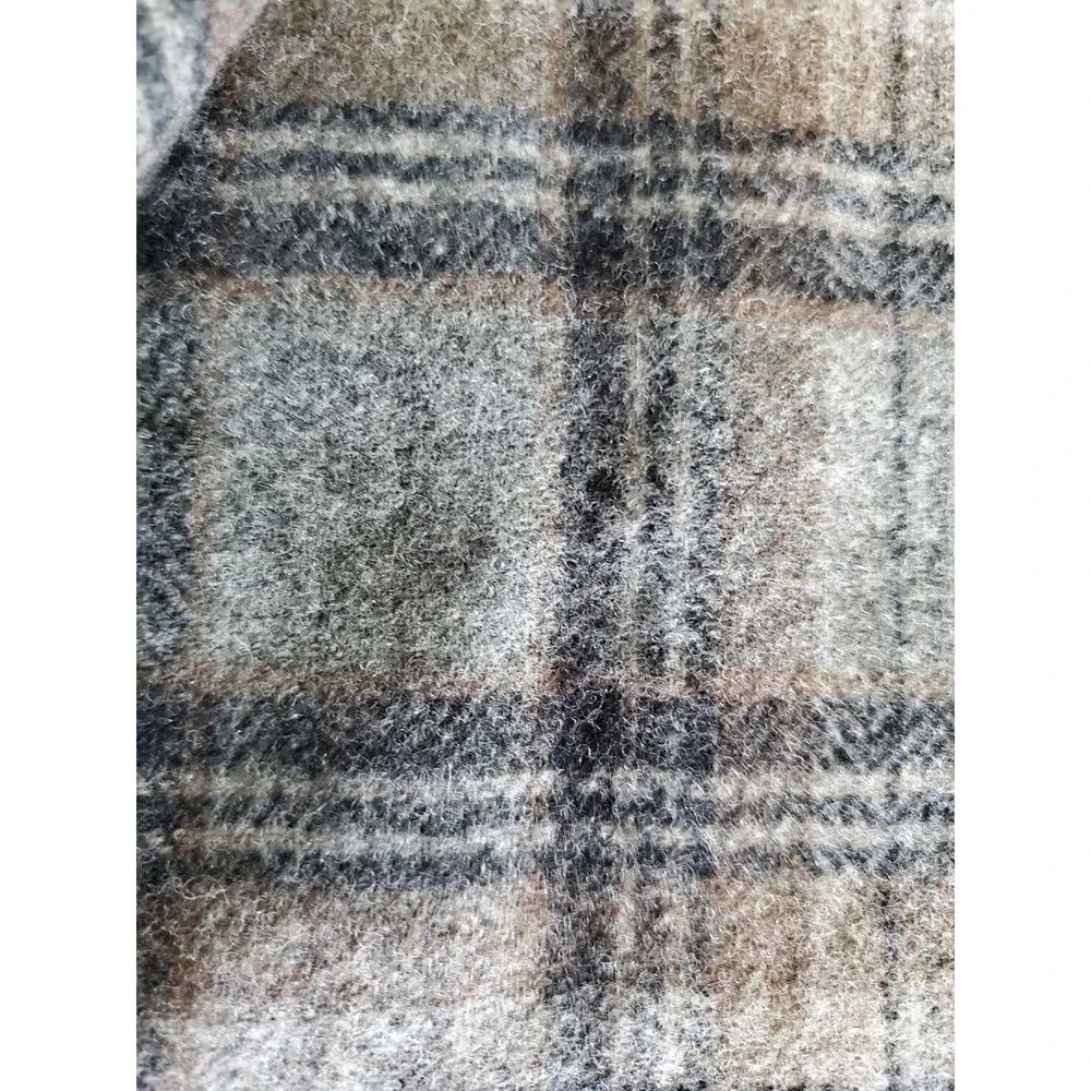 VTG‎ Pendleton Wool Scarf Mens Made in USA Grey Brown Plaid Pure Virgin Wool